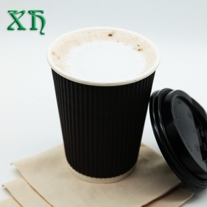 Taza biodegradable del papel de empapelar de la ondulación de 12 onzas para las tazas de café calientes de la venta al por mayor del café