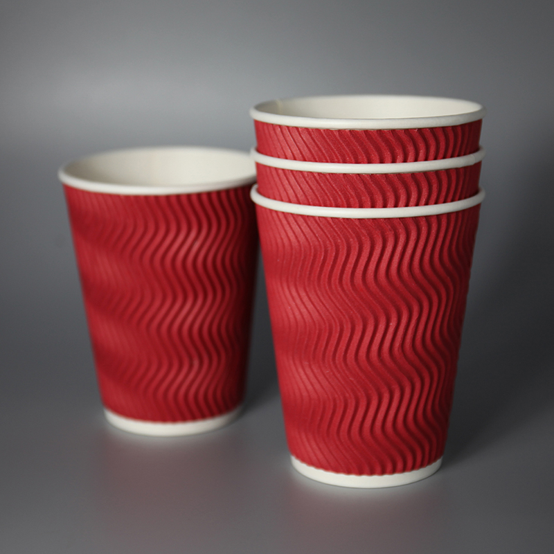 8oz 12oz 16oz Diseño personalizado Tazas de papel Disposible Impreso de papel Doble pared ondulación tazas de café